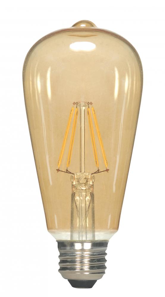 7 Watt ST19 LED; Transparent Amber; Medium base; 2000K; 650 Lumens; 120 Volt