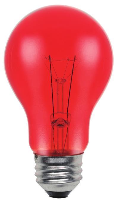 25W A19 Incandescent Transparent Red E26 (Medium) Base, 120 Volt, Box