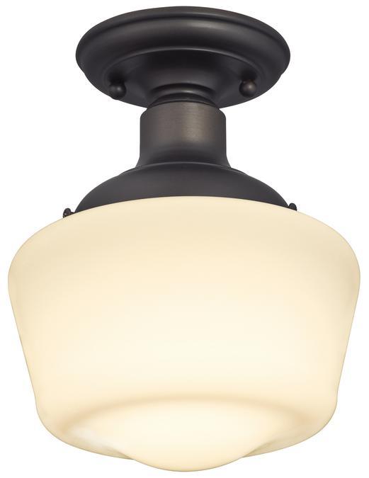 7 in. 1 Light Semi-Flush Oil Rubbed Bronze Finish White Opal Glass