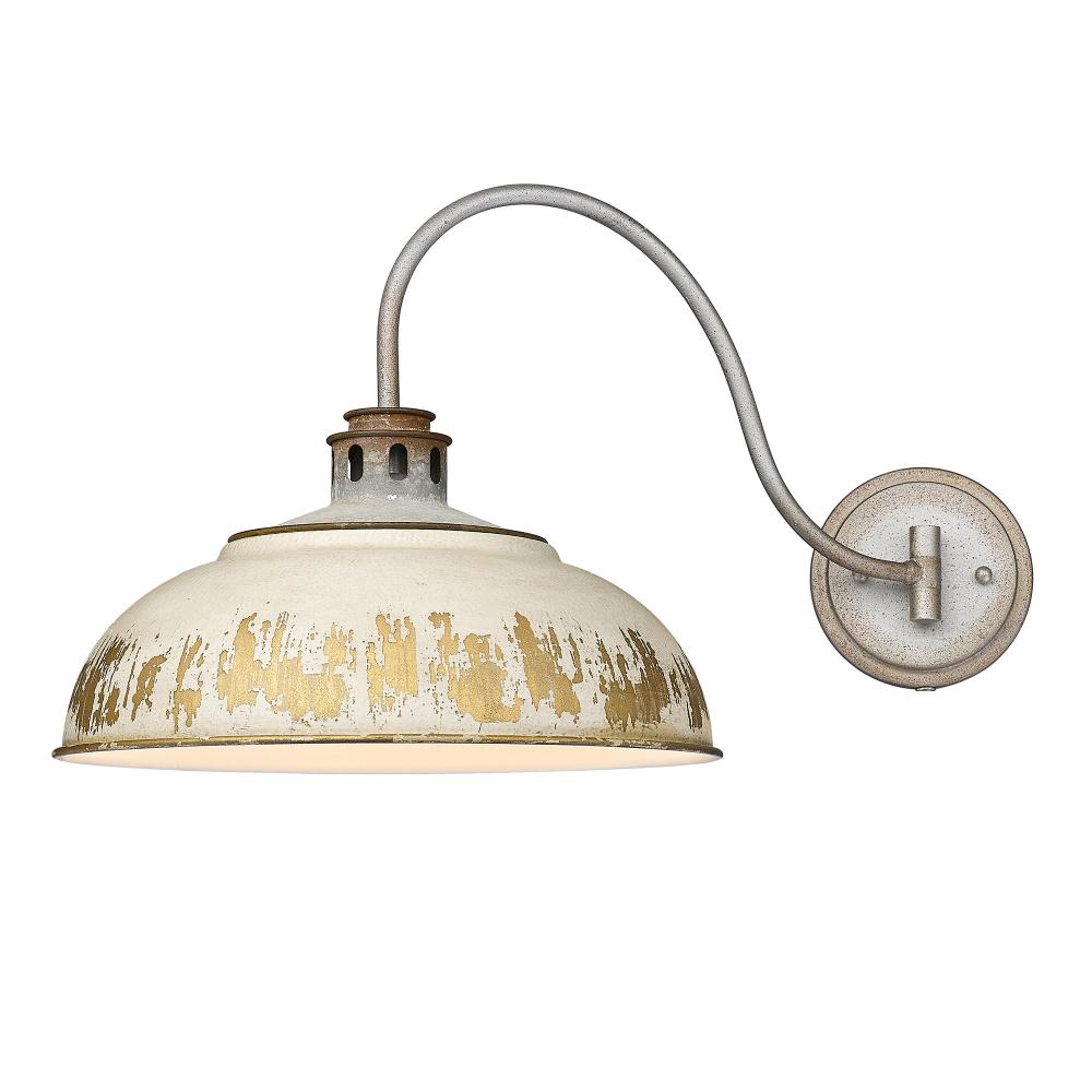 Kinsley 1 Light Articulating Wall Sconce in Aged Galvanized Steel with Antique Ivory Shade