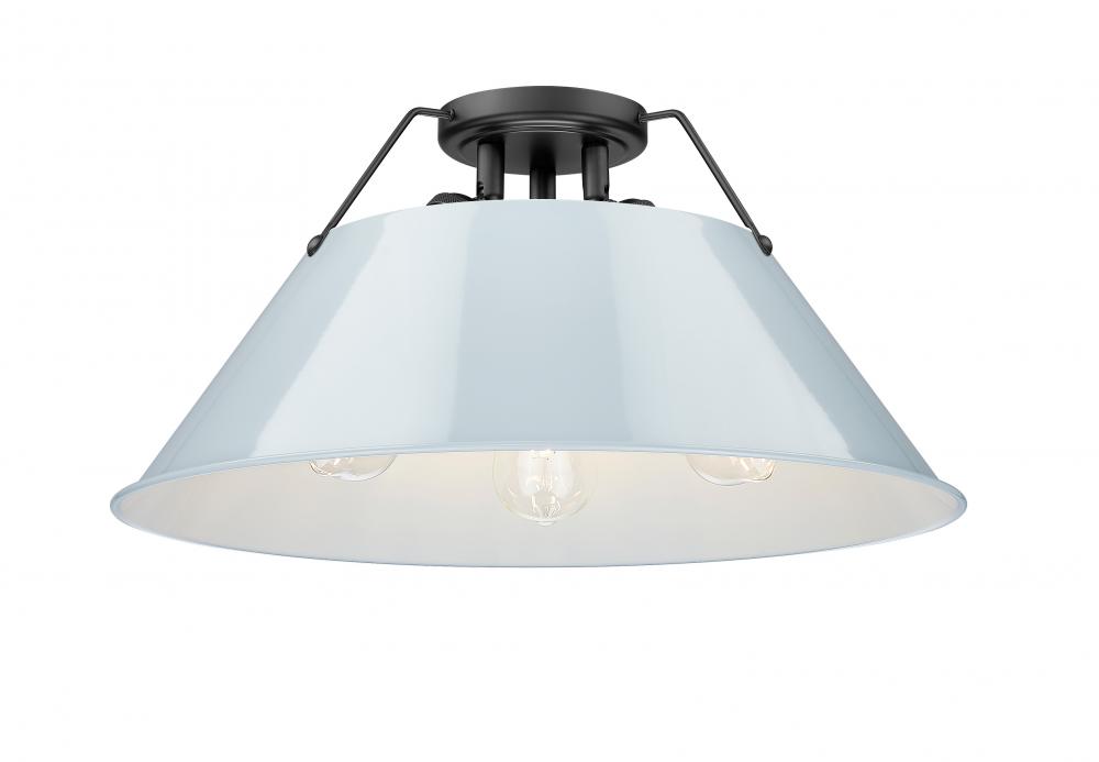 Orwell 3-Light Flush Mount in Matte Black with Dusky Blue