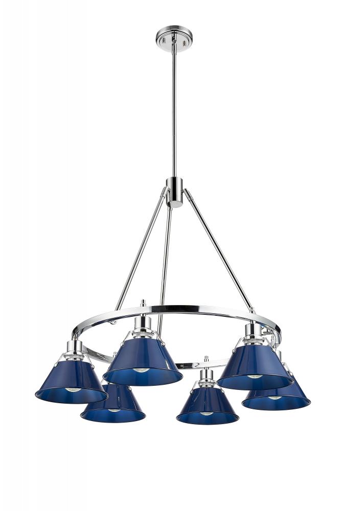 Orwell 6-Light Chandelier in Chrome with Matte Navy