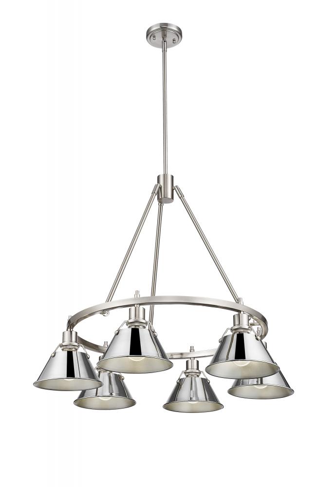 Orwell 6-Light Chandelier in Pewter with Chrome