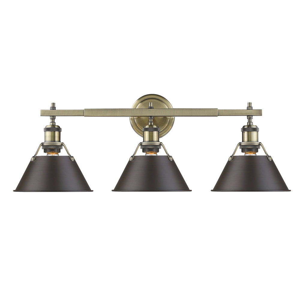 Orwell 3-Light Vanity Light in Aged Brass with Rubbed Bronze