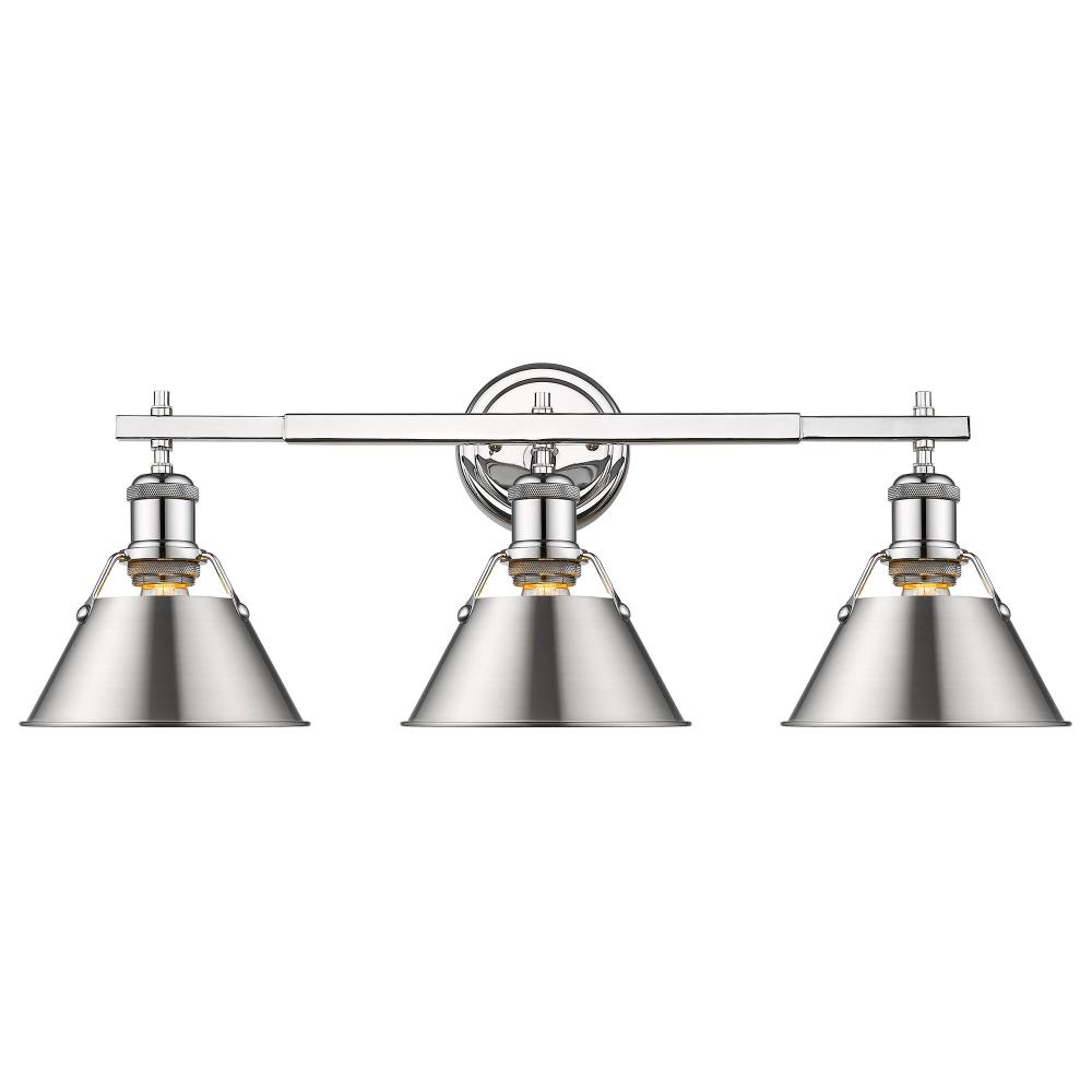 Orwell 3-Light Vanity Light in Chrome with Pewter