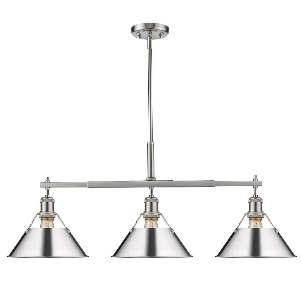 Orwell 3-Light Linear Pendant in Pewter with Chrome