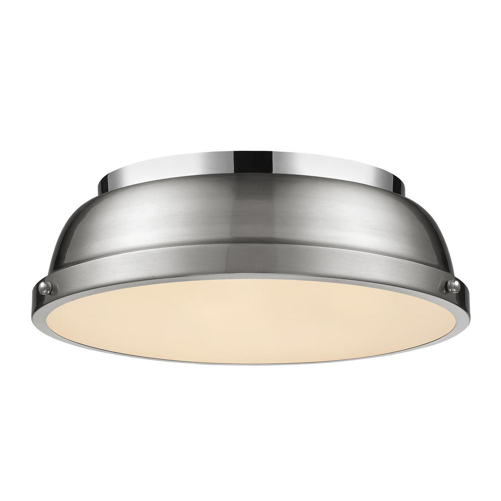 Duncan 14" Flush Mount in Chrome with Pewter