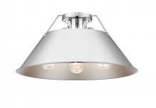 Golden 3306-3FM CH-CH - Orwell 3-Light Flush Mount in Chrome