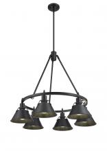 Golden 3306-6 BLK-BLK - Orwell BLK 6 Light Chandelier in Matte Black with Matte Black shades