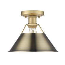 Golden 3306-FM BCB-AB - Orwell BCB Flush Mount in Brushed Champagne Bronze with Aged Brass shade