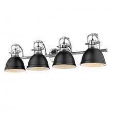 Golden 3602-BA4 CH-BLK - Duncan CH 4 Light Bath Vanity in Chrome with Matte Black Shades