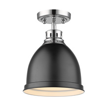 Golden 3602-FM CH-BLK - Duncan Flush Mount in Chrome with a Matte Black Shade