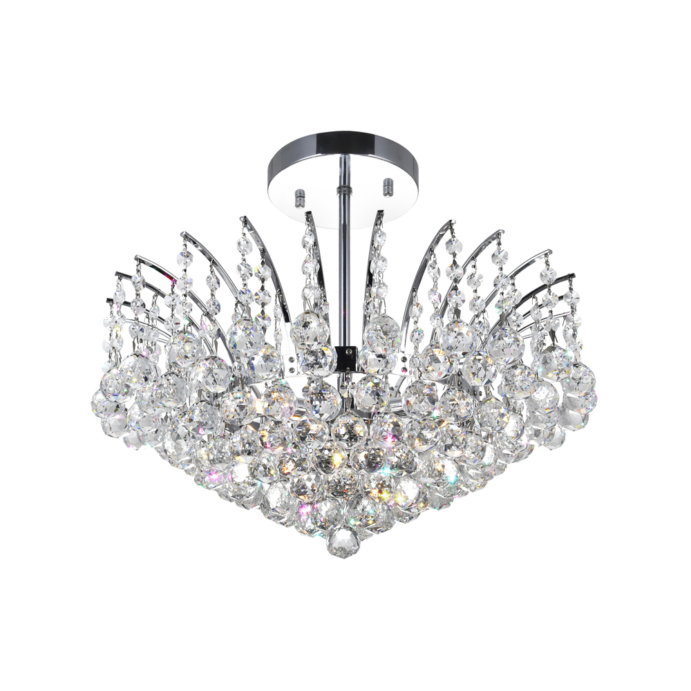 Posh 8 Light Flush Mount With Chrome Finish