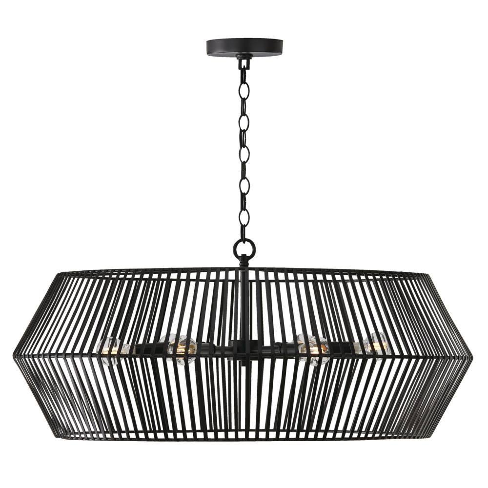 6-Light Angular Metal Chandelier in Matte Black