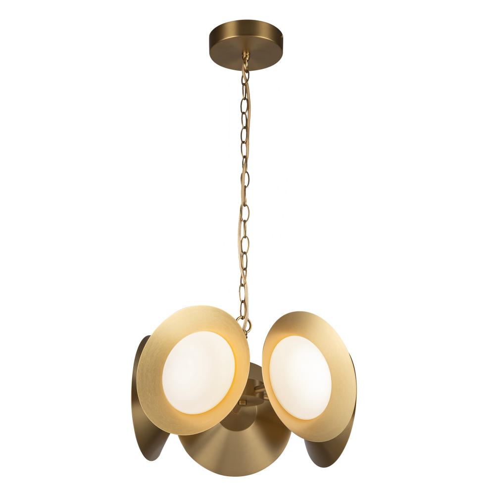 Cleo 16-in Brushed Gold/Opal Glass LED Chandelier