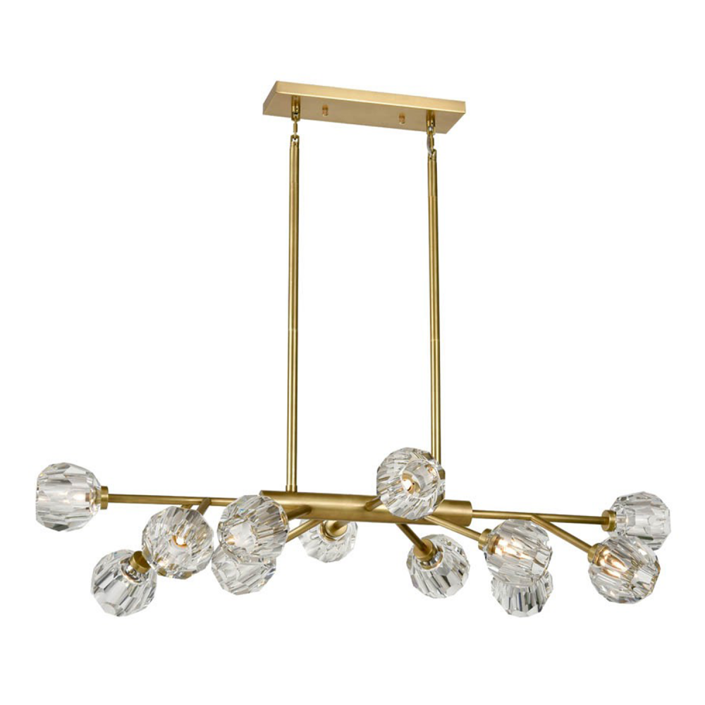 Parisian 35" 12-Light, Crystal Linear Sputnik in Aged Brass