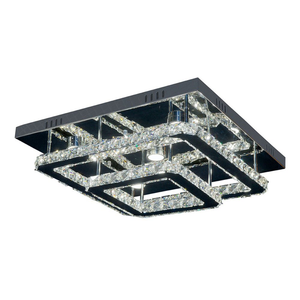 LED 22" 2-Tier Square Crystal Flush Mount