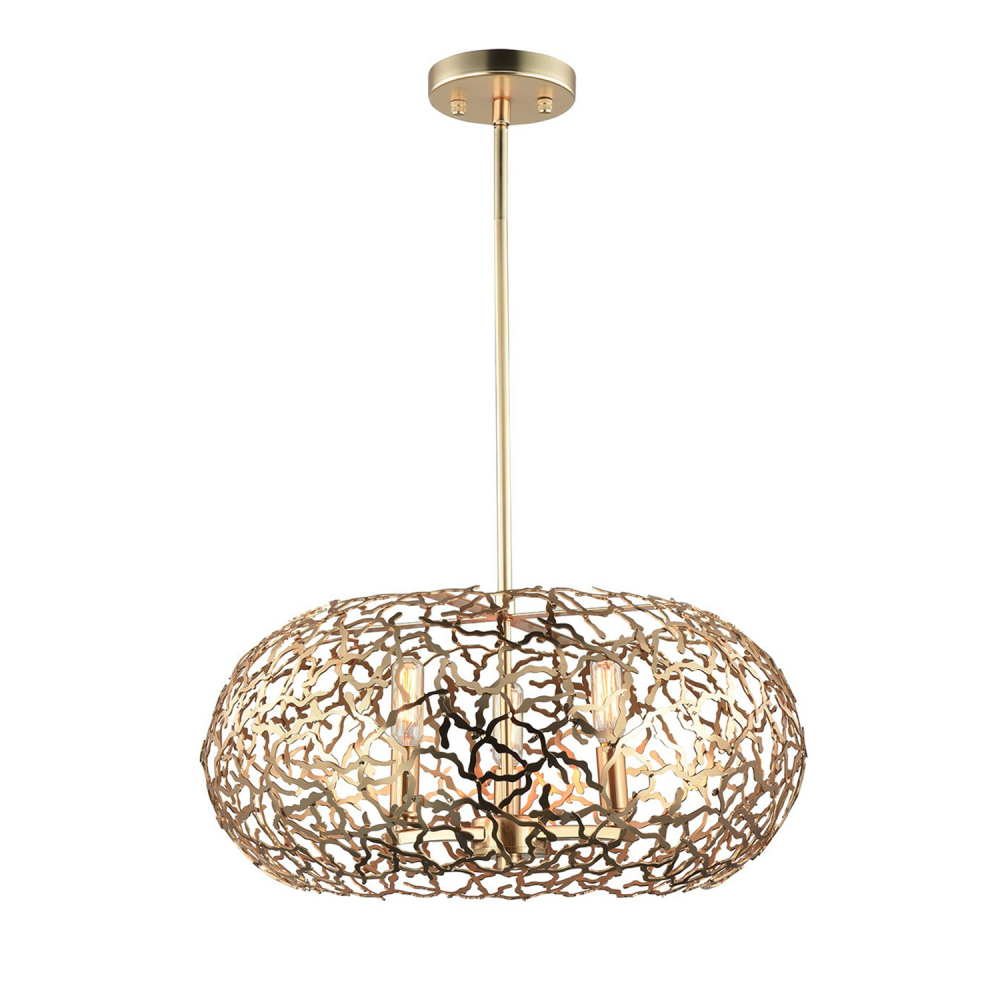 6-Light 18" Organic Matte Gold Oval Shade Pendant Light