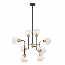 ZEEV Lighting CD10199-8-PB+MBK - 8-Light 34" Adjustable Polished Brass Geometric Globe Chandelier