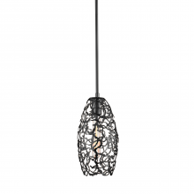 ZEEV Lighting MP40024-1-MBK - 1-Light 6" Organic Matte Black Metal Convex Shade Mini Pendant