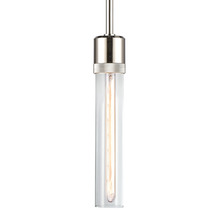 ZEEV Lighting P11707-E26-PN-G1 - 3" E26 Cylindrical Pendant Light, 12" Clear Glass and Polished Nickel Finish