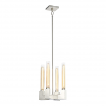 ZEEV Lighting P30100-4-PN - 4-Light 12" Polished Nickel Square Arm Styled Glass Chandelier