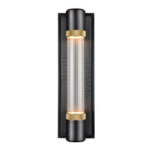 ZEEV Lighting WS11724-LED-1-SBB-K-AGB-G3 - LED 3CCT Fuse Wall Sconce, 12" Fluted Glass and Satin Brushed Black with Brass Finish