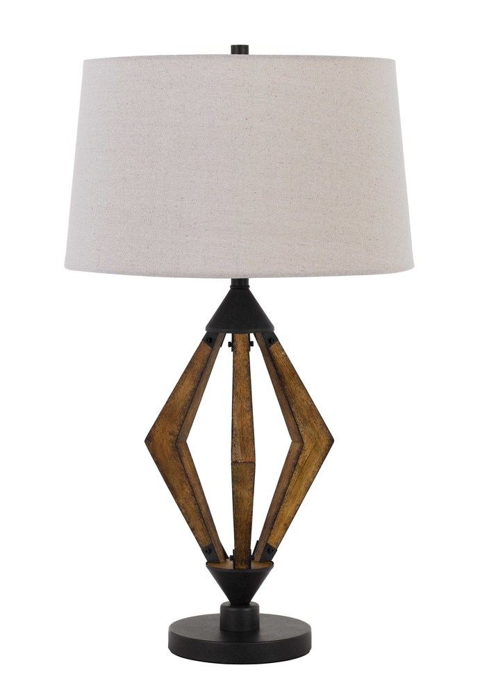 29.25" Height Metal and Pine Wood Table Lamp in Black and Wood Finish