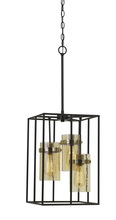 CAL Lighting FX-3680-3 - 33.88" Heigh Metal Pendant with Glass Shades in Black/Antique Brass Finish