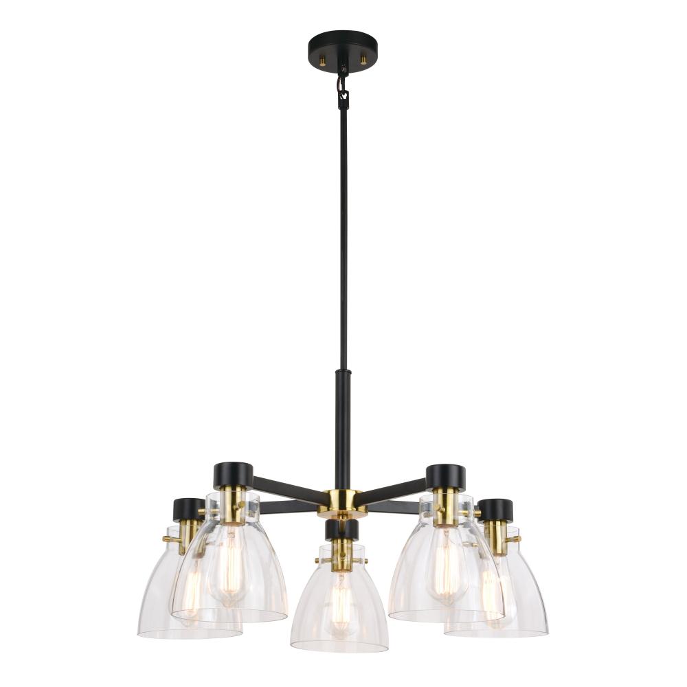 Elgin 27-in. 5 Light Chandelier Black and Gold