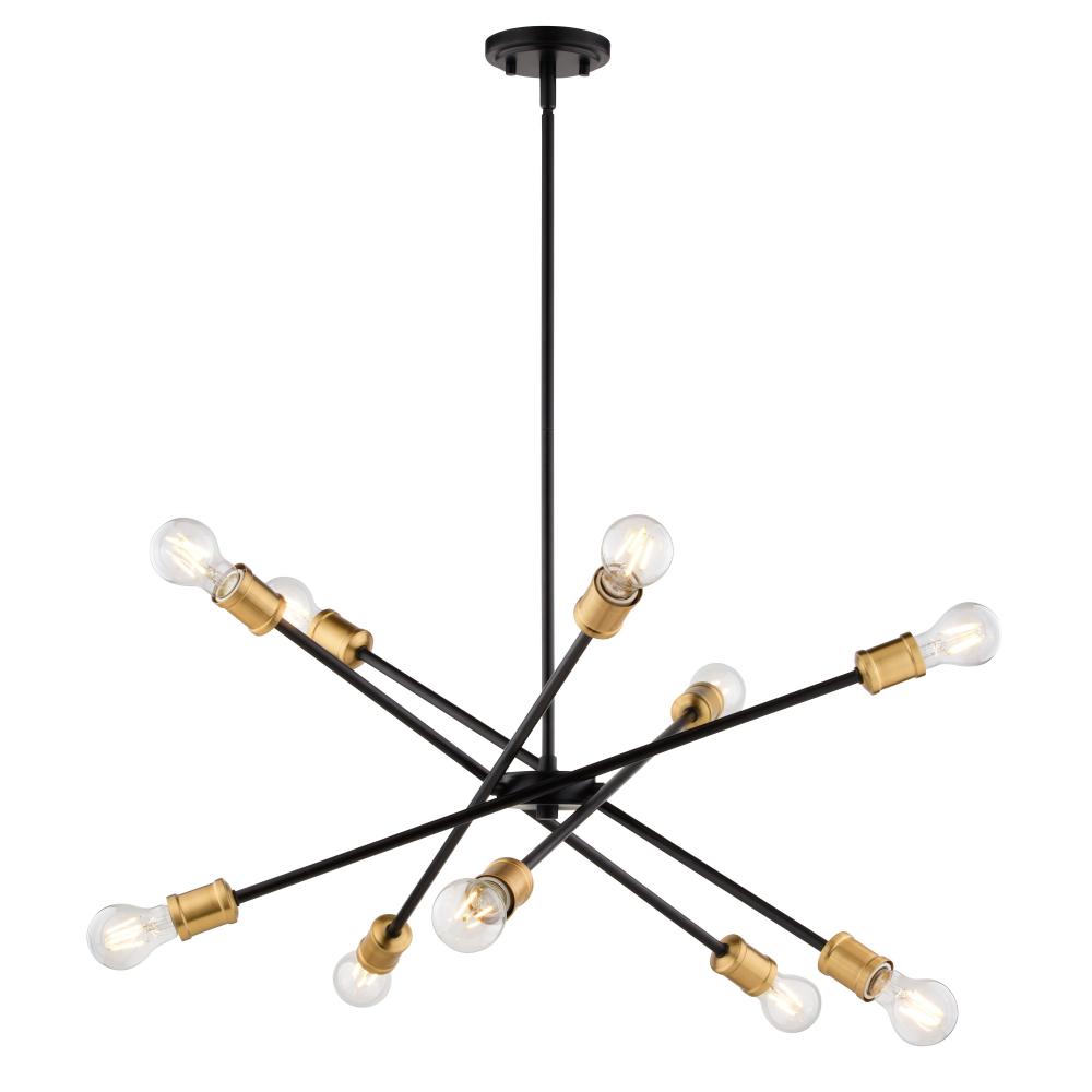 Gresham 34.25-in. W 10 Light Chandelier Antique Gold with Matte Black