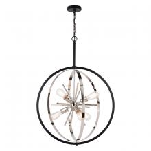 Vaxcel International P0342 - Estelle 26.75 in. 6 Light Orb Pendant Polished Nickel and Matte Black