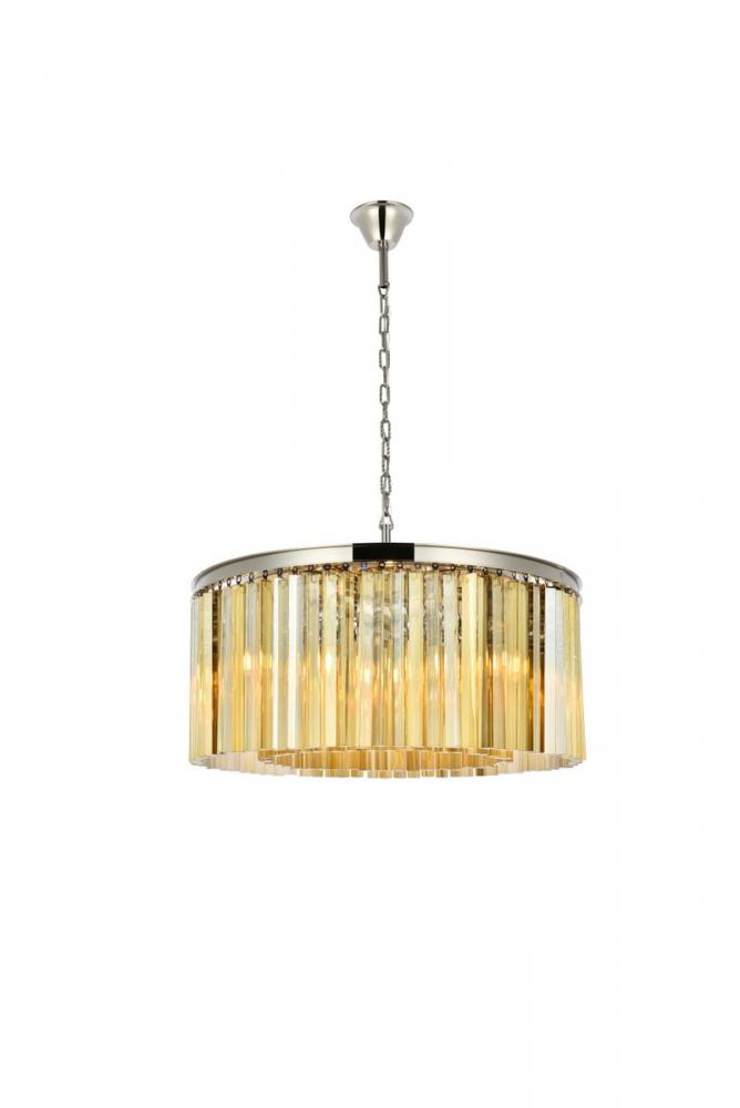 Sydney 8 Light Polished Nickel Chandelier Golden Teak (Smoky) Royal Cut Crystal