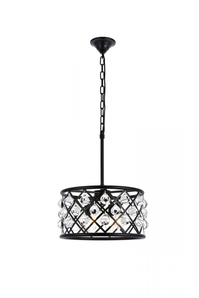 Madison 4 Light Matte Black Pendant Clear Royal Cut Crystal