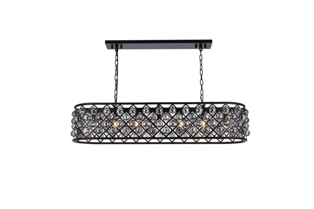 Madison 7 Light Matte Black Chandelier Silver Shade (Grey) Royal Cut Crystal