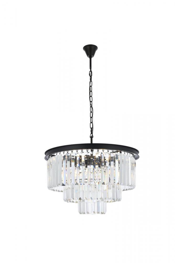 Sydney 9 Light Matte Black Chandelier Clear Royal Cut Crystal