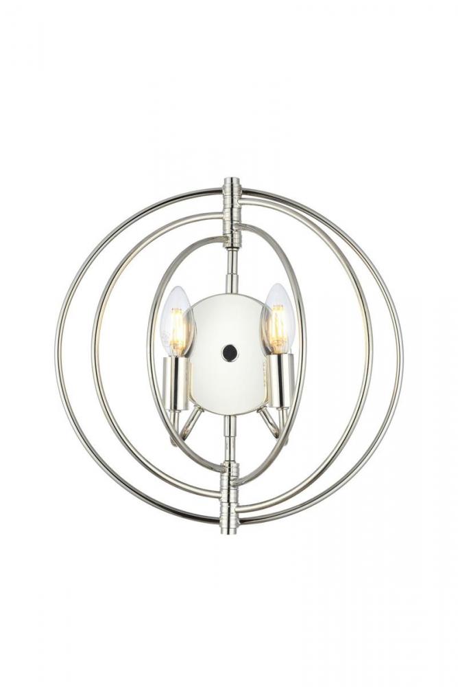 Vienna 2 light polished Nickel Wall Sconce