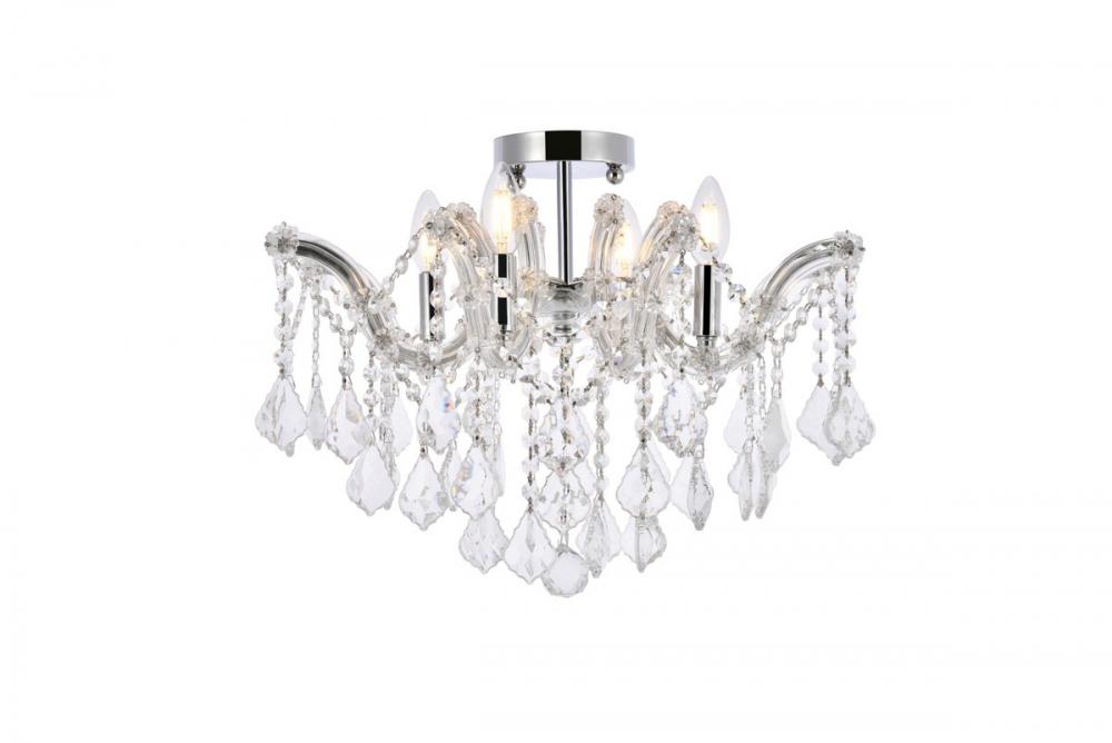 Maria Theresa 4 Light Chrome Flush Mount Clear Royal Cut Crystal