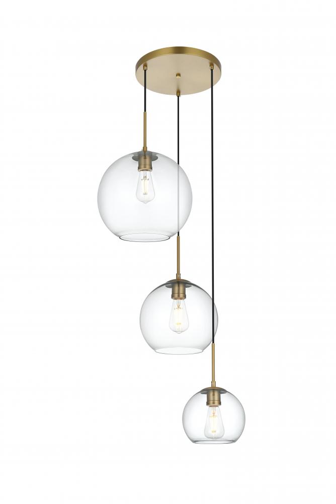 Baxter 21 Inch Pendant Clear Shade in Satin Gold