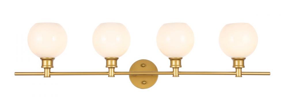 Collier 4 light Brass and Frosted white glass Wall sconce