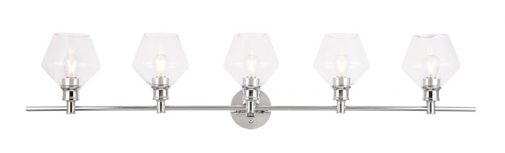 Gene 5 light Chrome and Clear glass Wall sconce