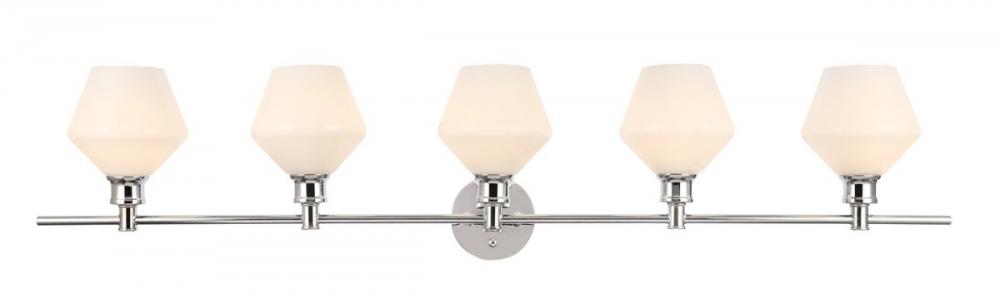 Gene 5 light Chrome and Frosted white glass Wall sconce