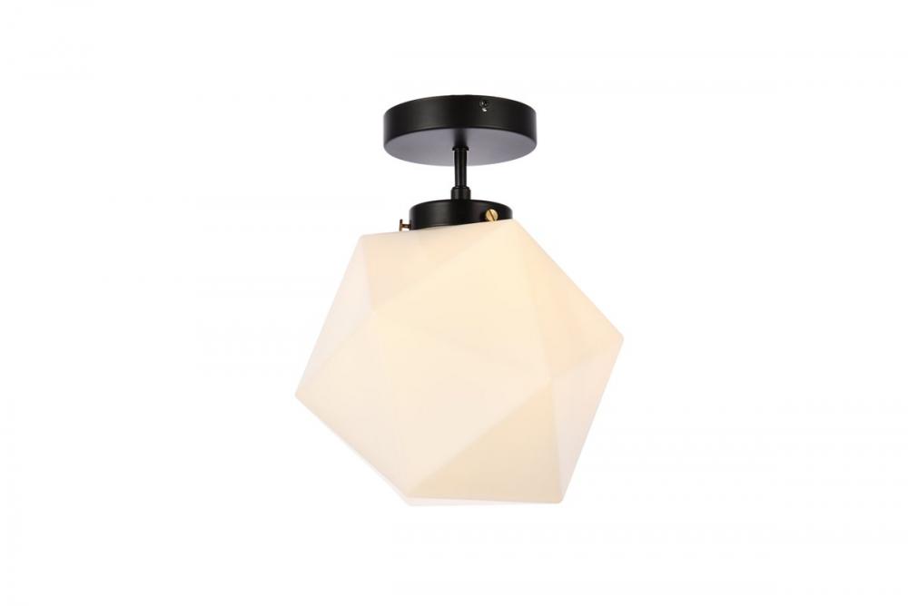 Lawrence 1 Light Black and White Glass Flush Mount