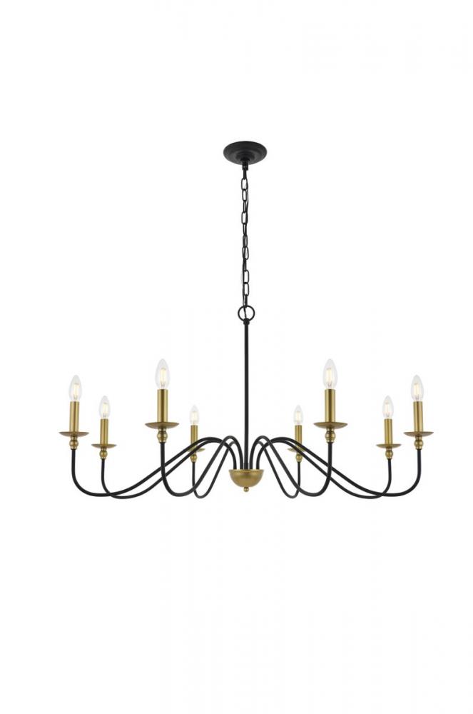 Rohan 8 light Matte Black and Brass Pendant