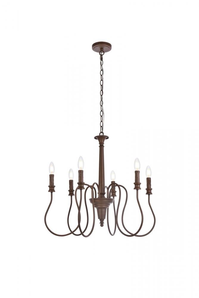 Flynx 6 lights pendant in weathered oak