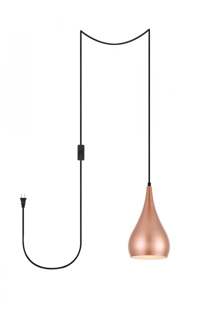 Nora 1 Light Honey Gold Plug-in Pendant