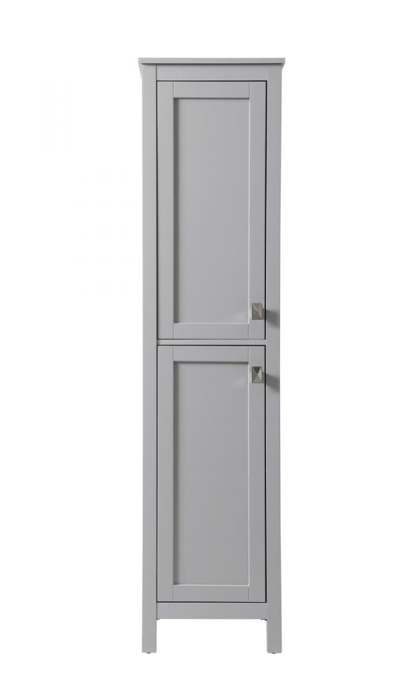 16 Inch Wide Bathroom Linen Storage Freestanding Cabinet In Grey