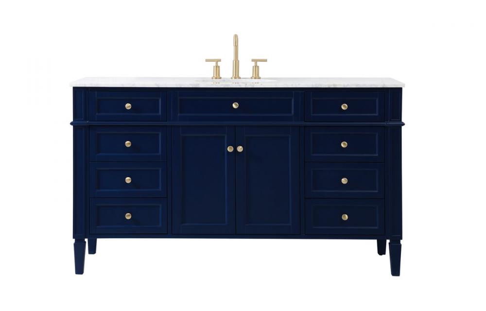 60 inch Single bathroom vanity in blue