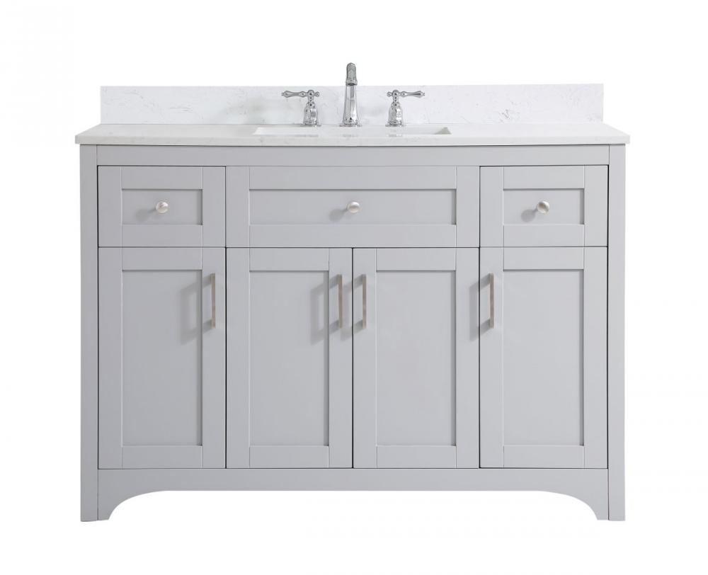 48 inch Single Bathroom Vanity in Grey with Backsplash