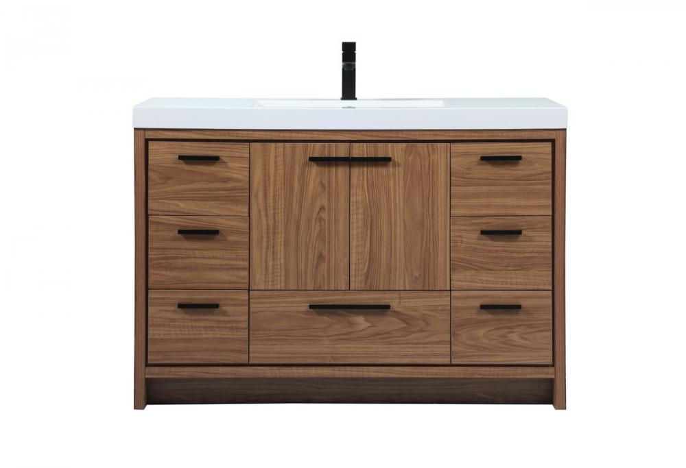 48 inch Single bathroom vanity in walnut brown